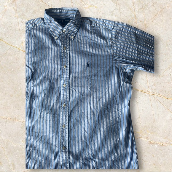 ⚜️Ralph Lauren Classic Fit 💙 Blue Striped Button-Down Shirt - Size Large⚜️ - Picture 4 of 7